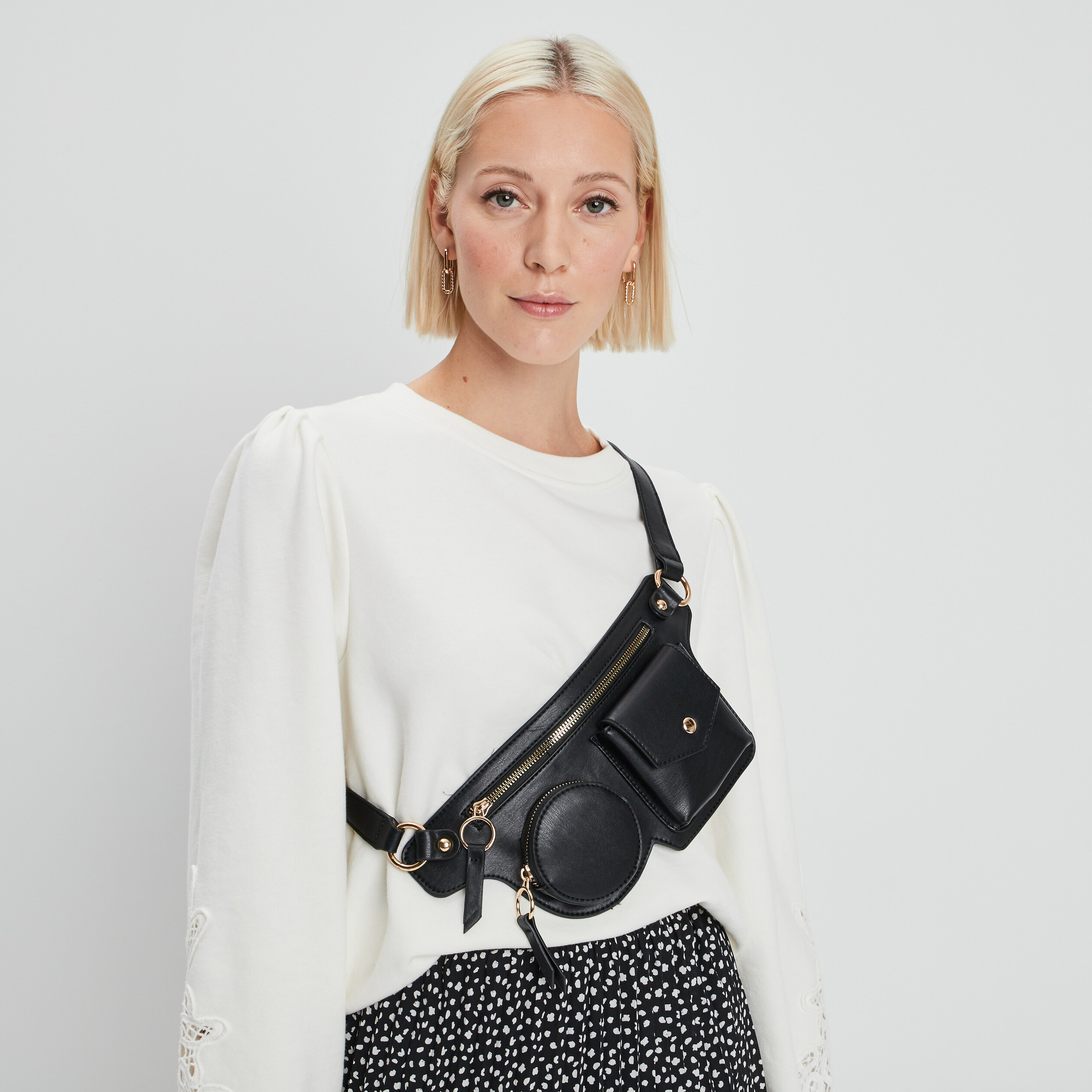 Ceinture avec pochettes noir femme | La Halle