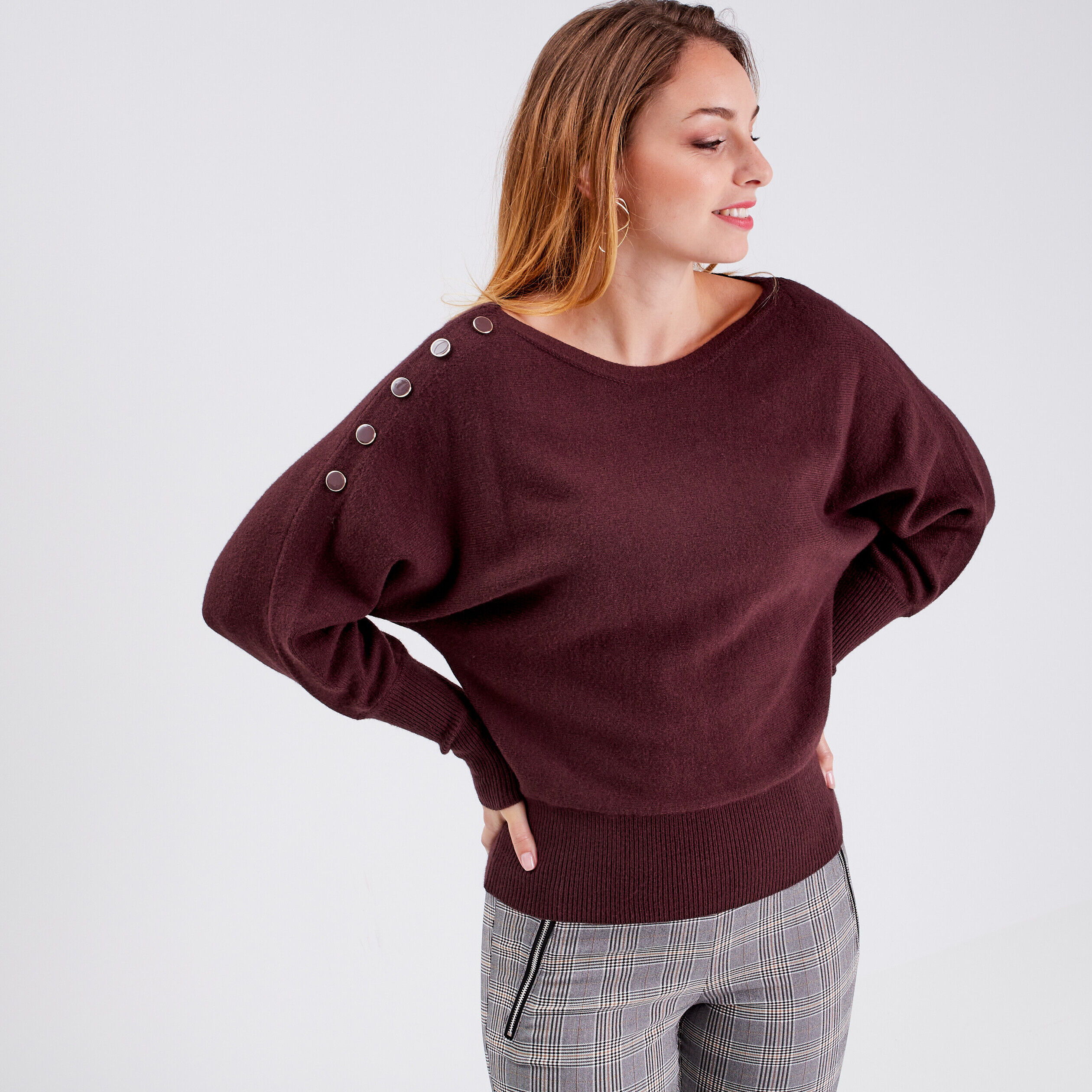 Pull manches longues marron femme | Cache Cache