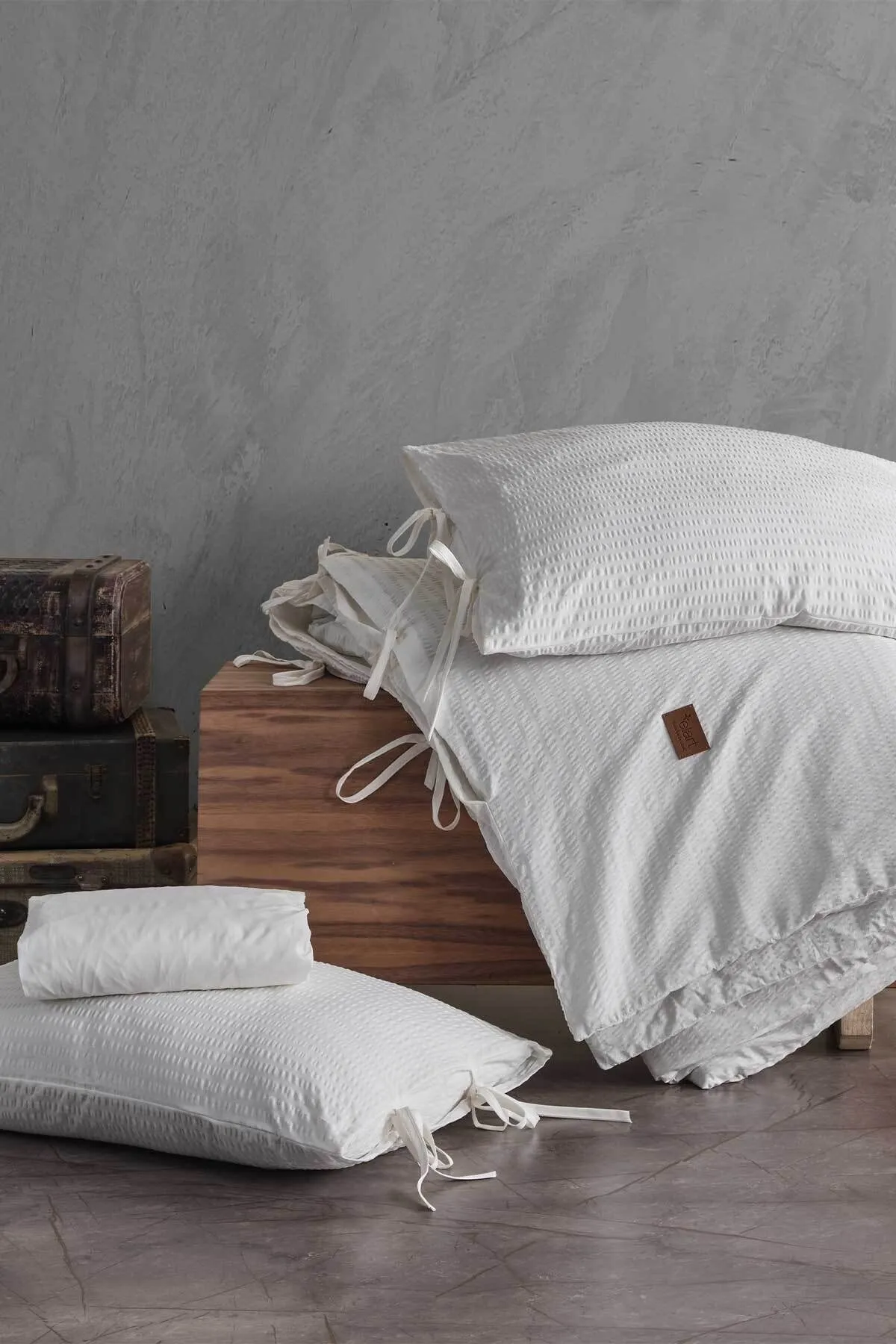 Elart  Bettbezug-Set für King-Size-Betten, 100 % natürliche Baumwolle, 4-teilig, Creme
