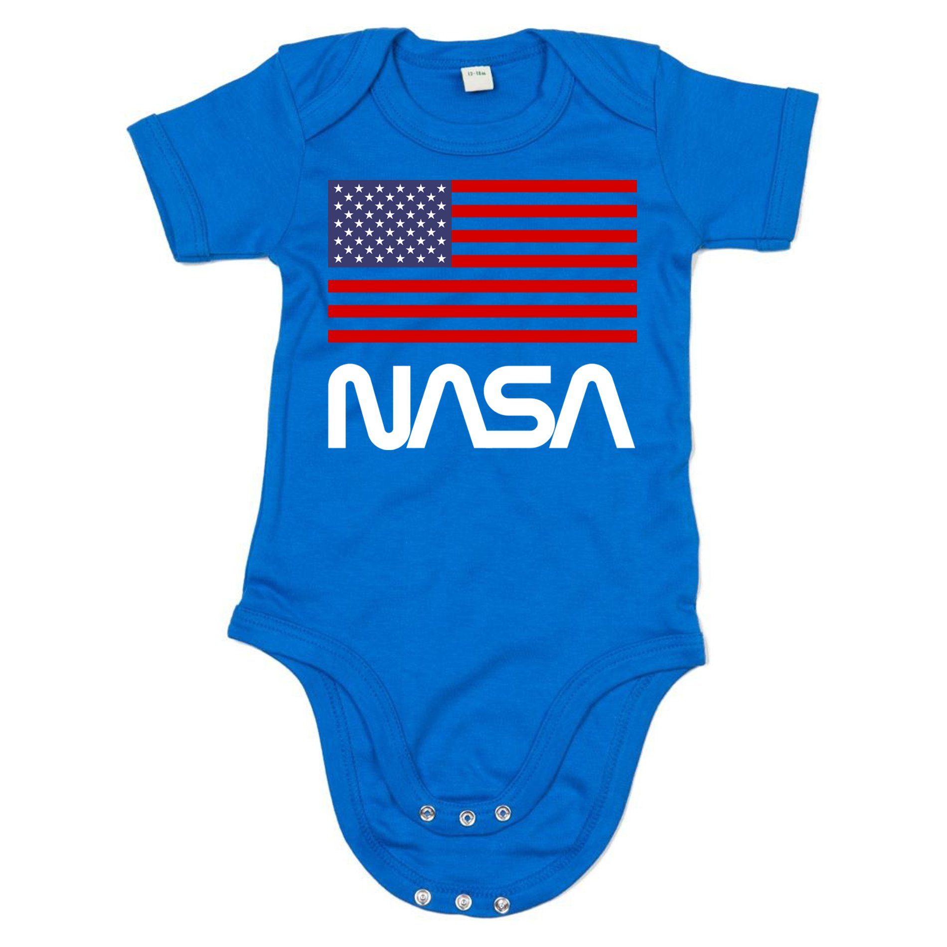 Blondie & Brownie Strampler Kinder Usa Nasa Logo Baby mit Druckknopf