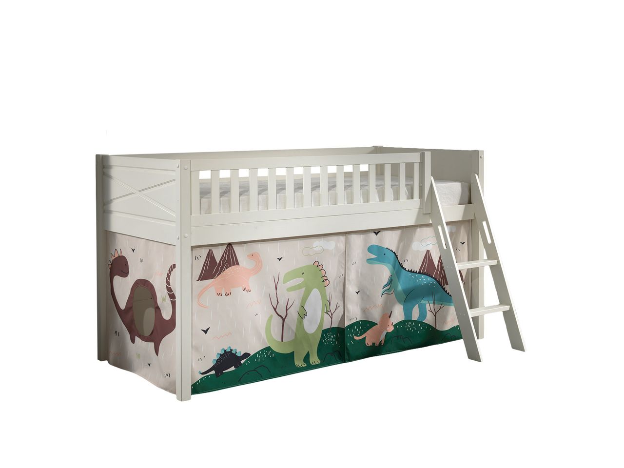 VIPACK Spielbett SCOTT, LF 90 x 200 cm, mit Rolllattenrost, Leiter und Textilset 