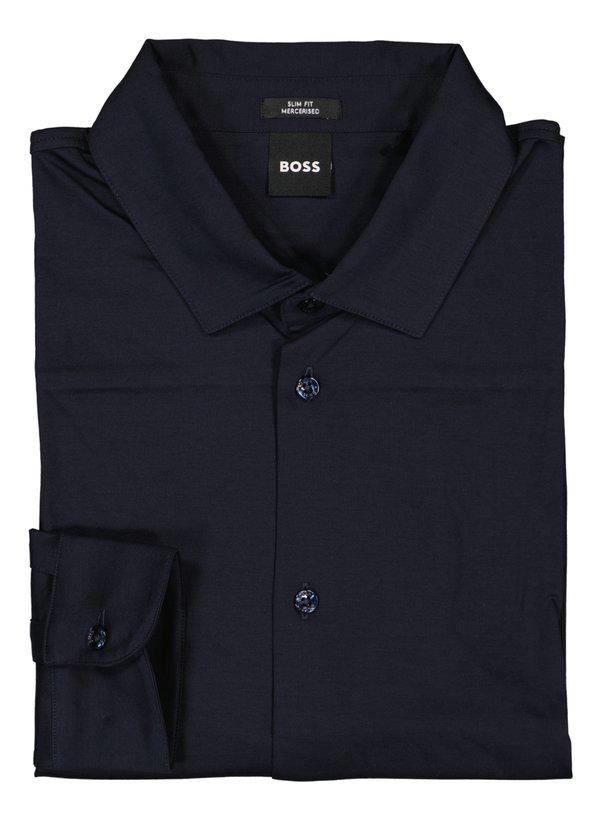 BOSS Black, Hemd Paver, Slim Fit, Baumwoll-Jersey merzerisiert, dunkelblau