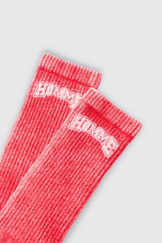 Homme Socken mit Acid-Waschung in Rot