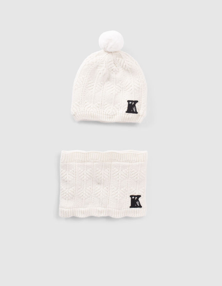 Snood blanc cassé tricot lurex fille