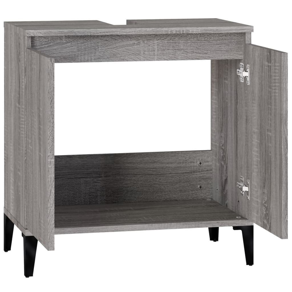 vidaXL Badezimmerspiegelschrank Waschbeckenunterschrank Grau Sonoma 58x33x60 cm Holzwerkstoff (1-St)