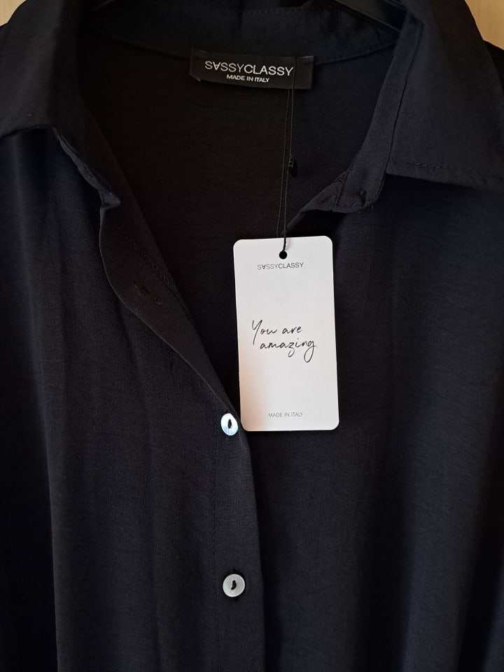 SASSYCLASSY Hemdkleid in Schwarz günstig kaufen L