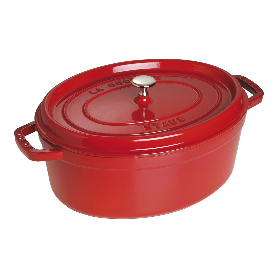 Cocotte 27 cm, oval, Kirsch-Rot, Gusseisen