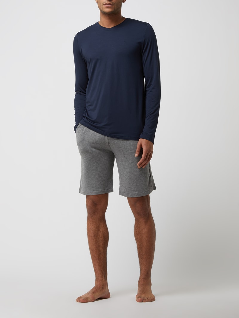 Pyjama-Oberteil mit Stretch-Anteil in marineblau