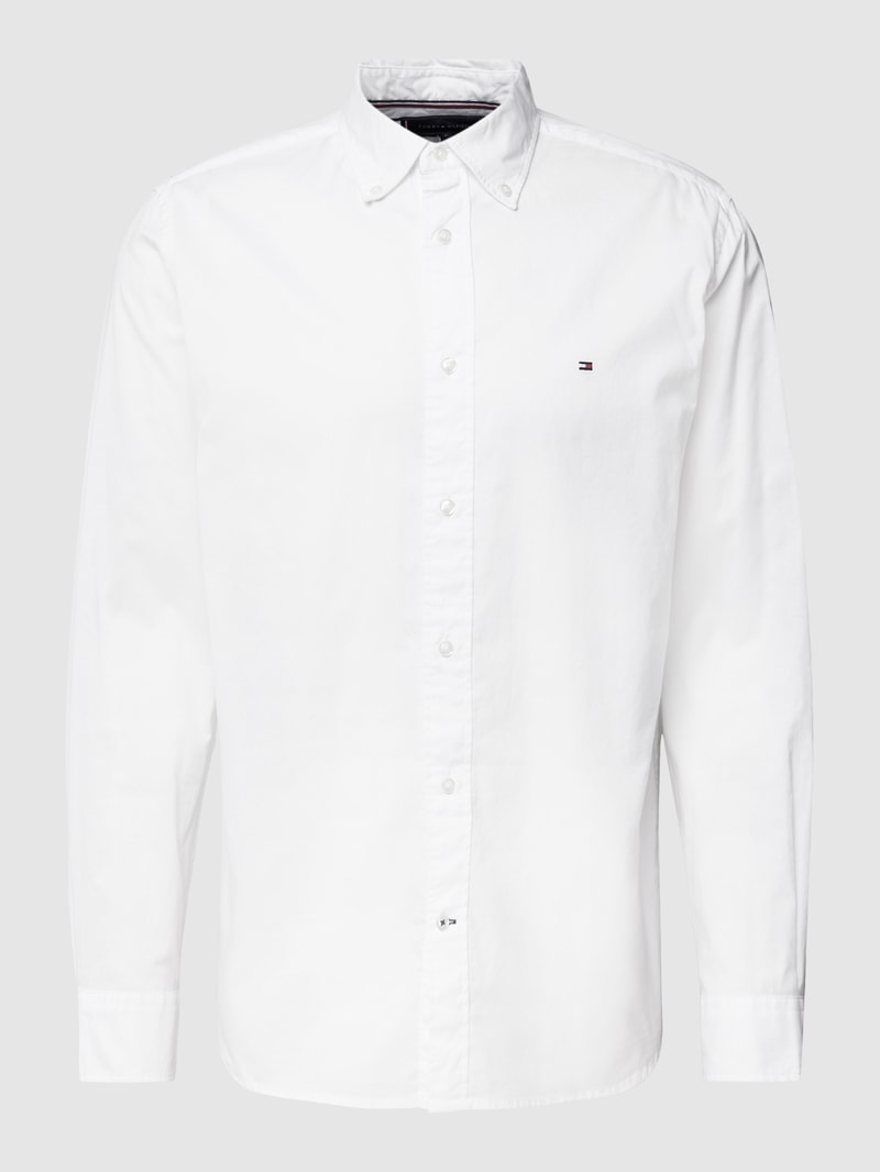Freizeithemd mit Logo-Stitching Modell 'CORE FLEX POPLIN' in weiß