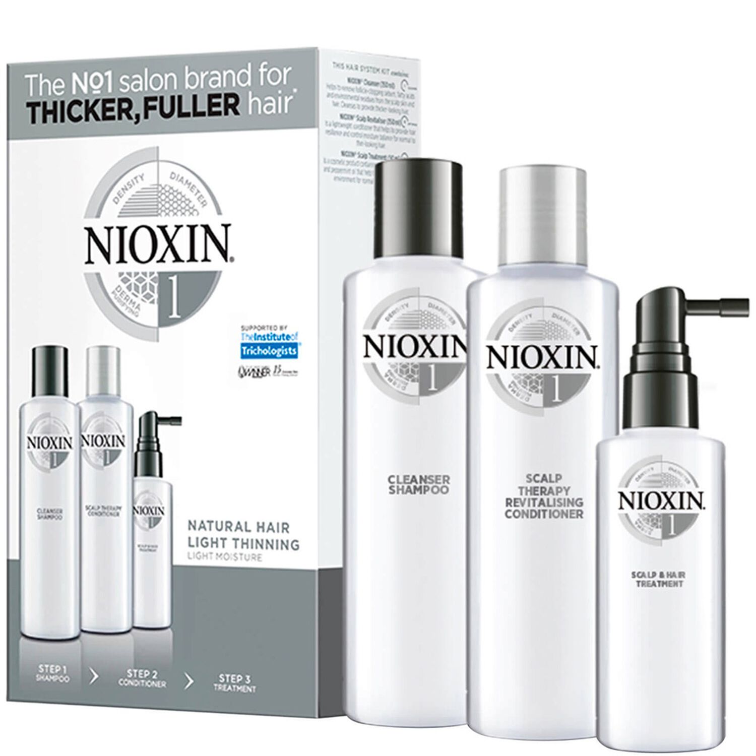 Nioxin System 1 Coffret Cheveux Naturels & Légèrement Clairsemés - 3 Produits