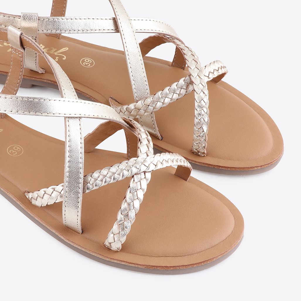 CAROL  Sandales en cuir doré femme