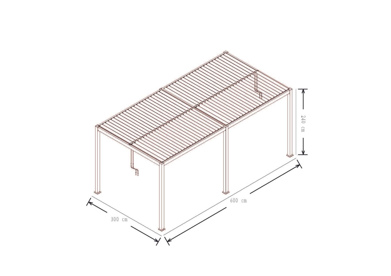 CHILLROI Pavillon mit Lamellendach, ca. 300 x 600 x 240 cm