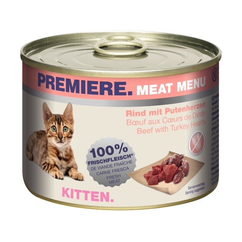 PREMIERE Nassfutter PREMIERE Meat Menu Kitten Rind & Putenherzen 24x200 g