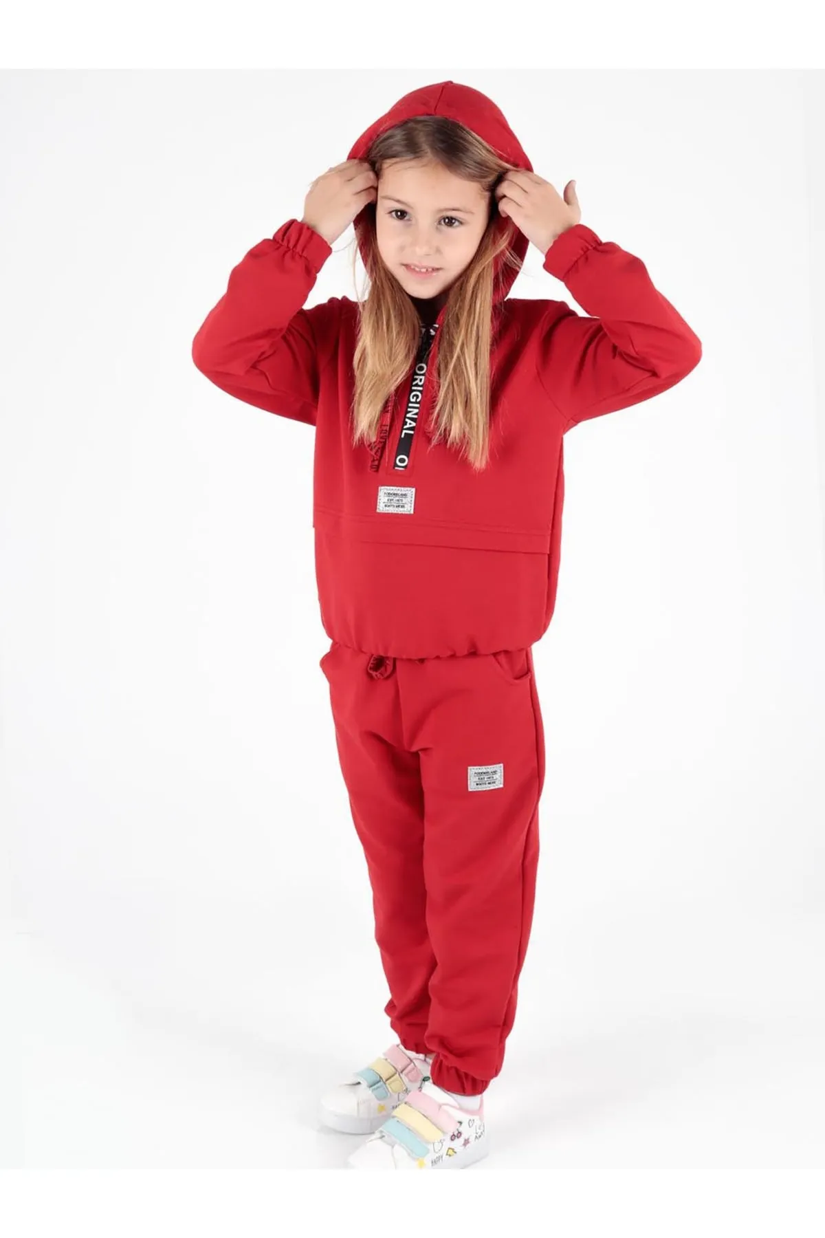 AHENGİM  Junges bedrucktes Trend-Trainingsanzug-Set für Mädchen Ak2233