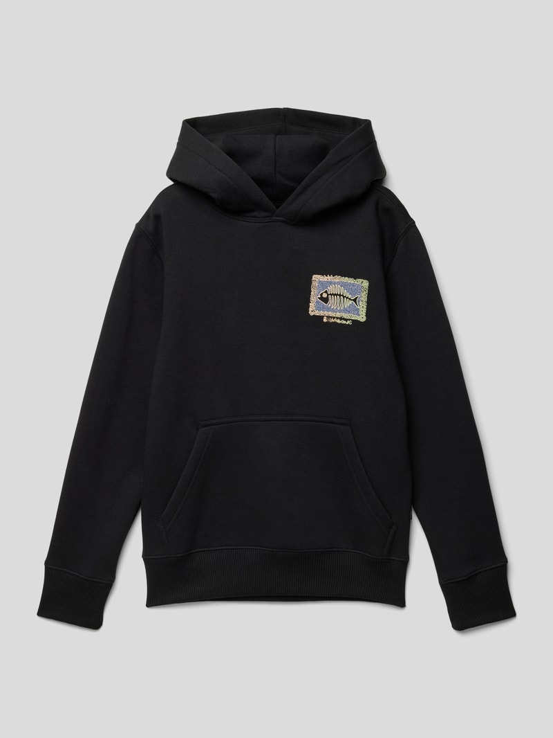 Hoodie mit Motiv-Print Modell 'SHARKY' in schwarz