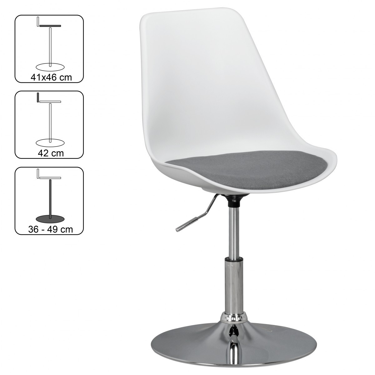 Amstyle KORSIKA | Drehsessel Esszimmerstuhl Weiß/Grau | Drehstuhl höhenverstellbar | Drehhocker Wartezimmerstuhl