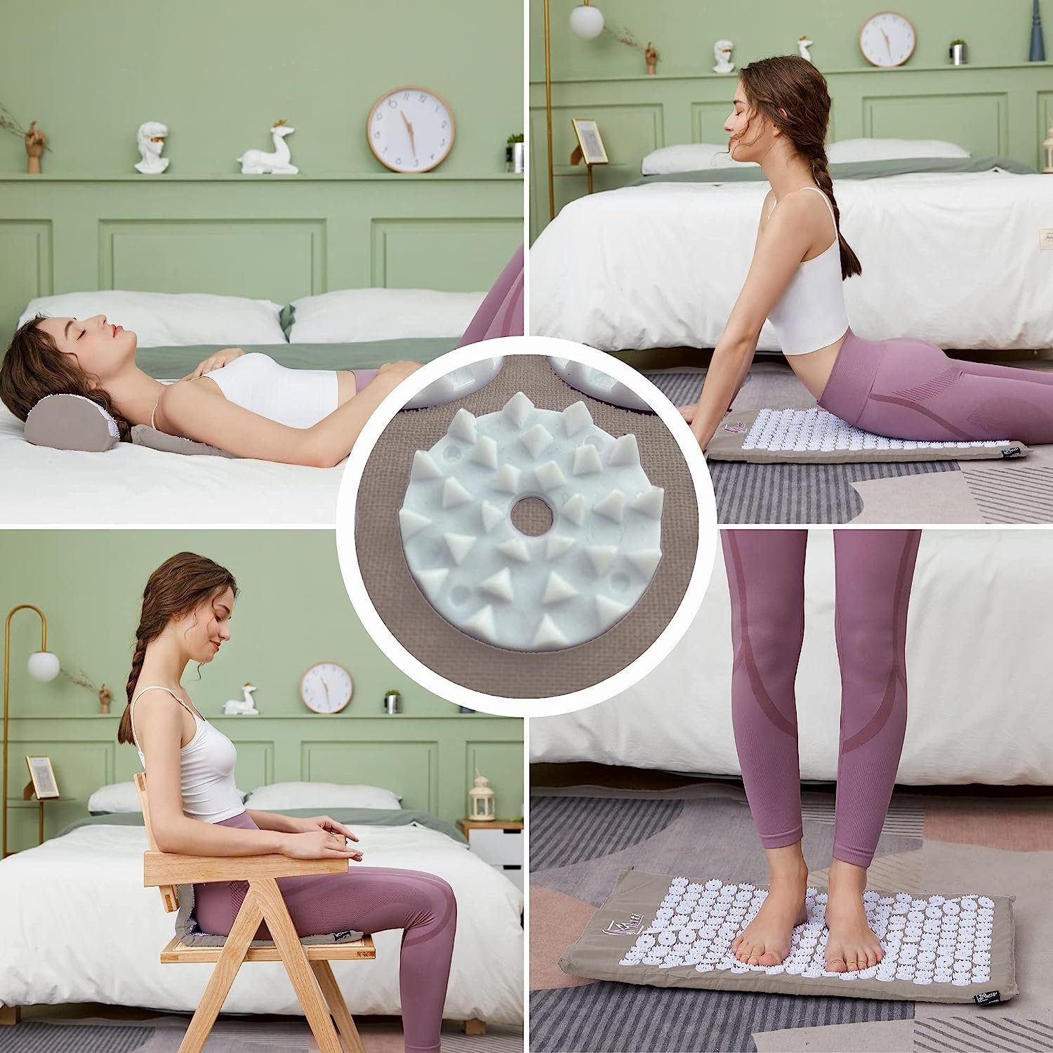 Mattibi Akupressurmatte und Akupressurkissen für Massage & Schmerzlinderung (mit Praktische Tragetasche, Akupressur Set für Entspannung, Stimulation und Meditation), Stimulierende Spitzen, Entspannung, Schmerzlinderung.