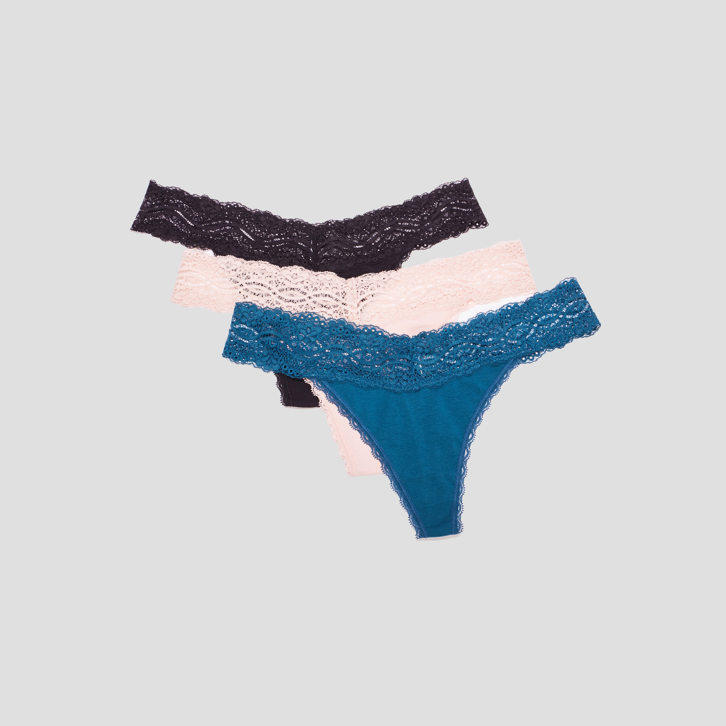 Lot 3 strings en coton rose poudrée femme | La Halle