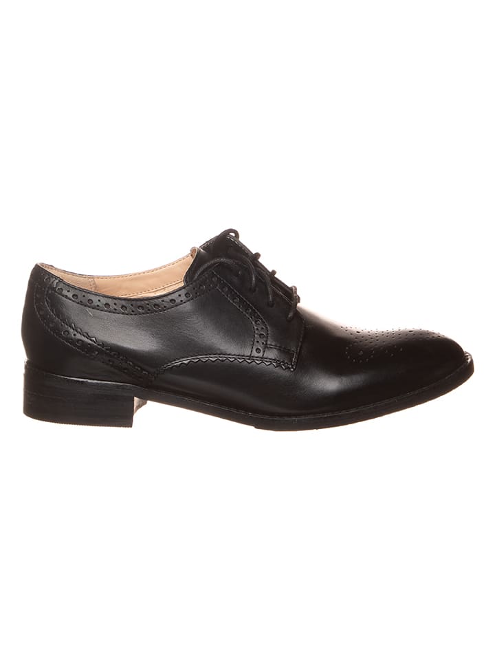 Clarks Leder-Schnürschuhe ''Netley Rose'' in Schwarz günstig kaufen