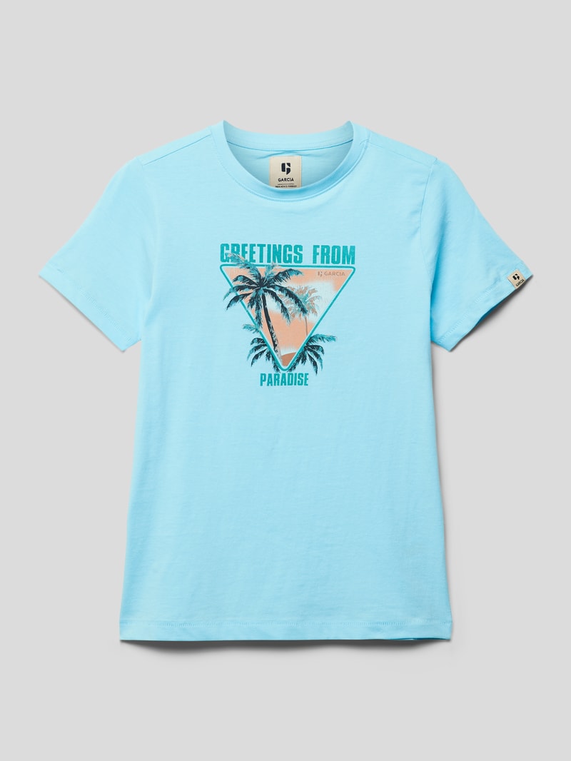 T-Shirt mit Label-Print in blau