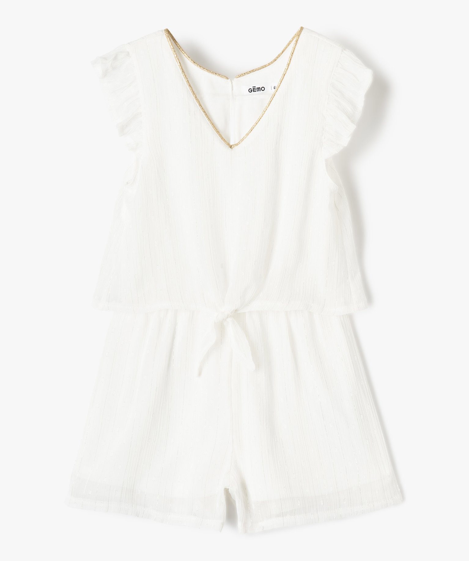 Combishort fille en voile scintillant effet 2-en-1 ecru | GEMO