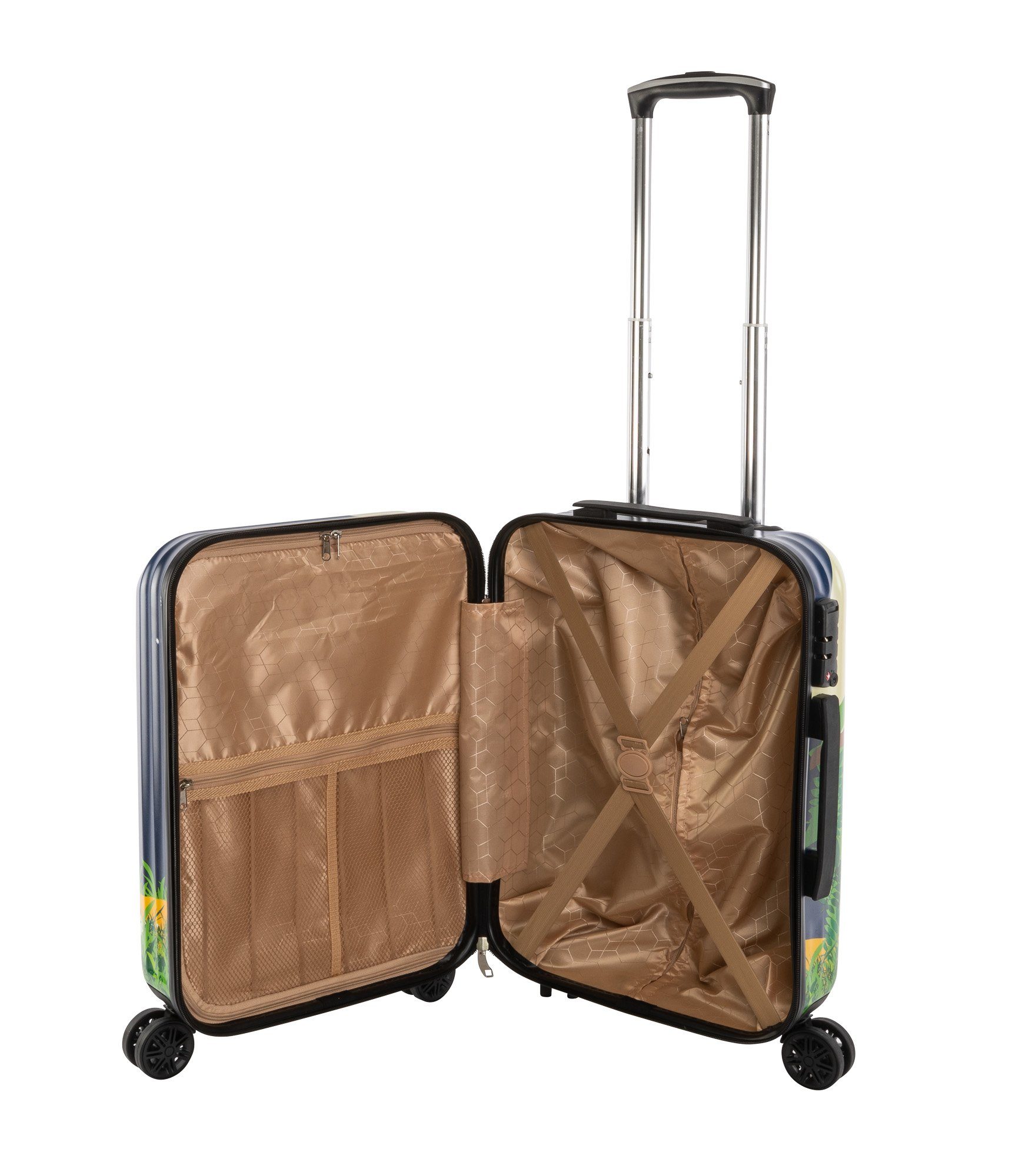 Travelhouse Kinderkoffer Happy Children - Bordkoffer Kabinenkoffer 41L - L, 4 Rollen, Glänzende Polycarbonat Oberfläche