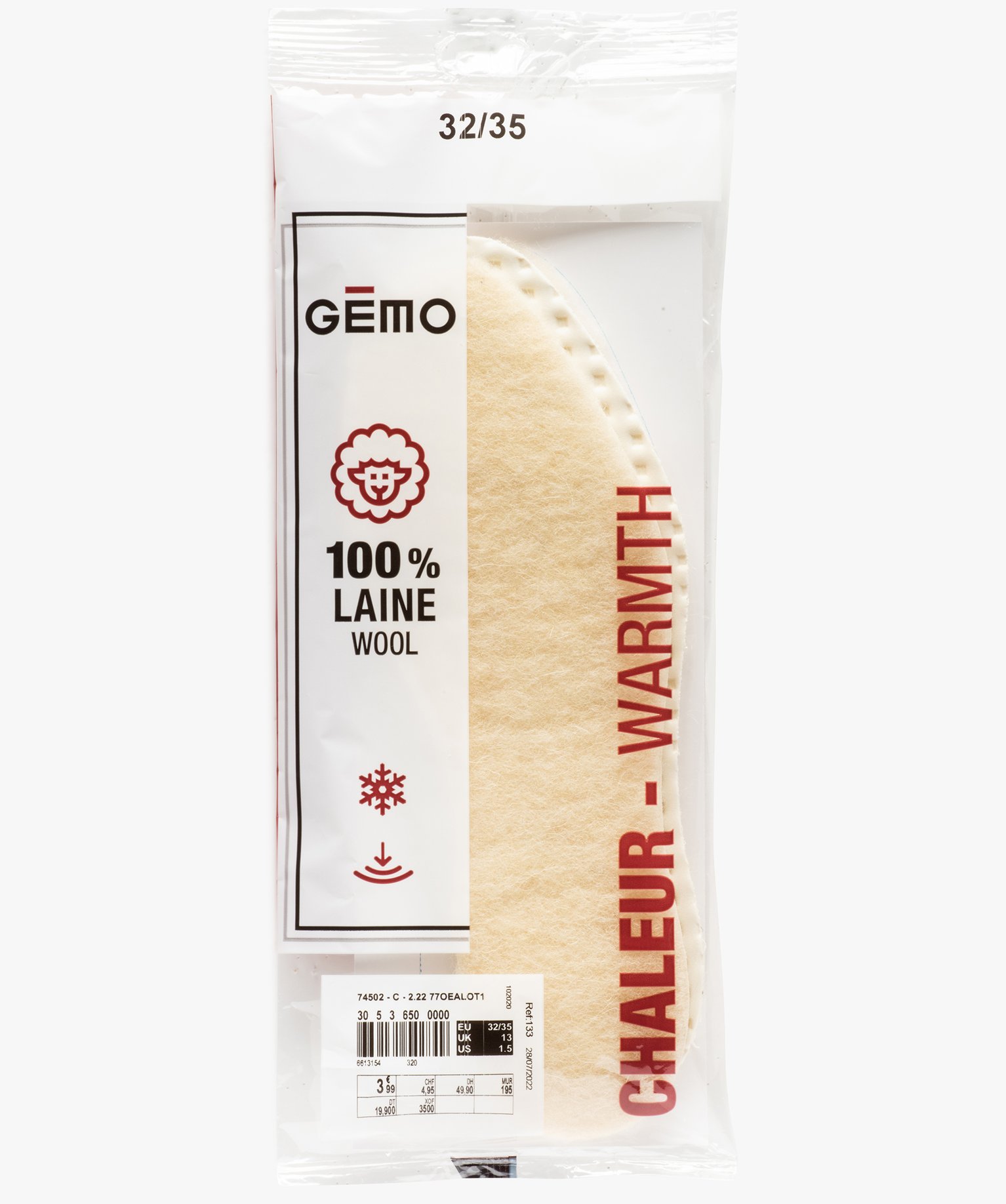 Semelles Garçon chaudes en laine blanc | GEMO