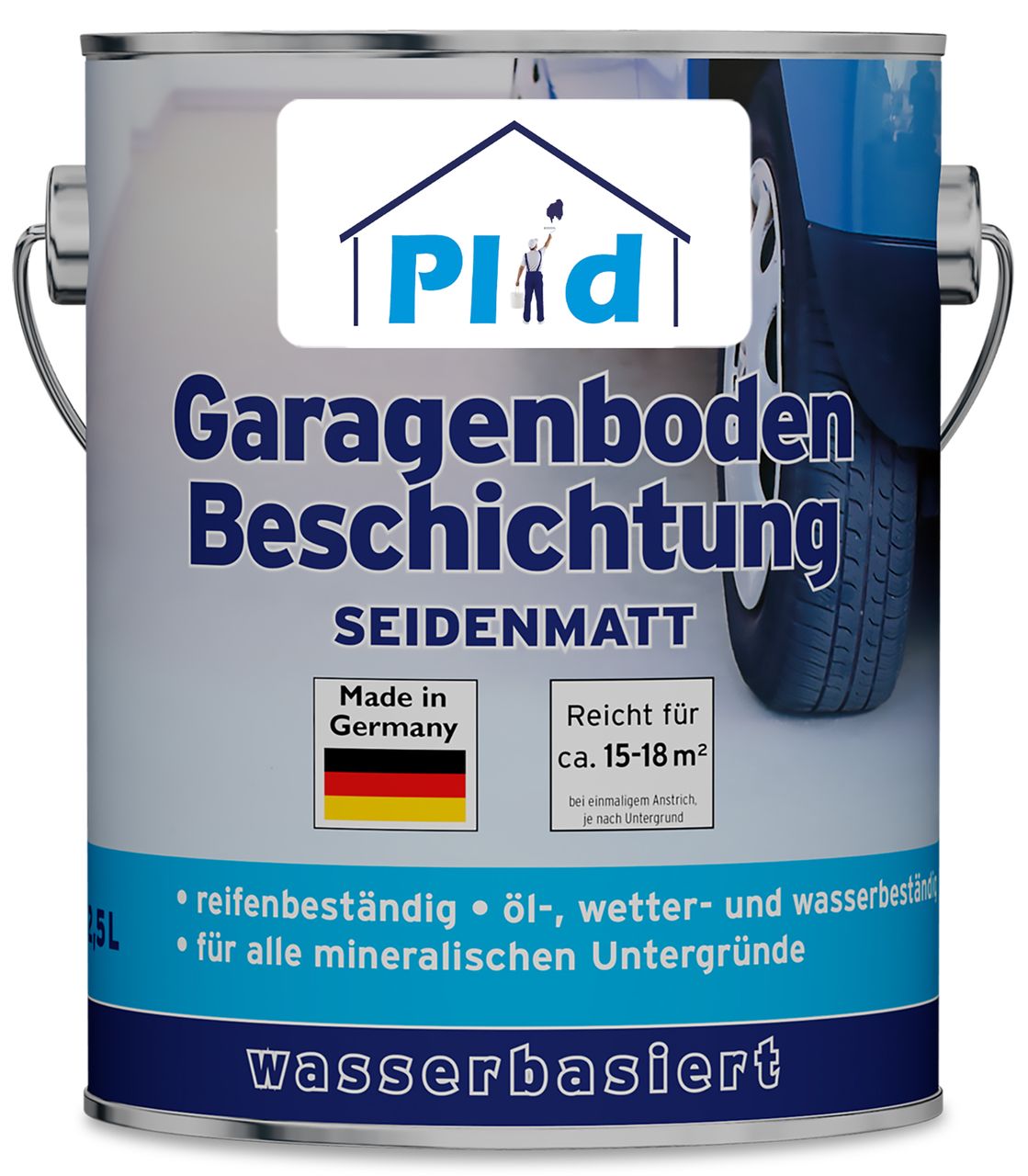 Plid Premium Garagenbodenbeschichtung Bodenbeschichtung Bodenfarbe Silbergrau
