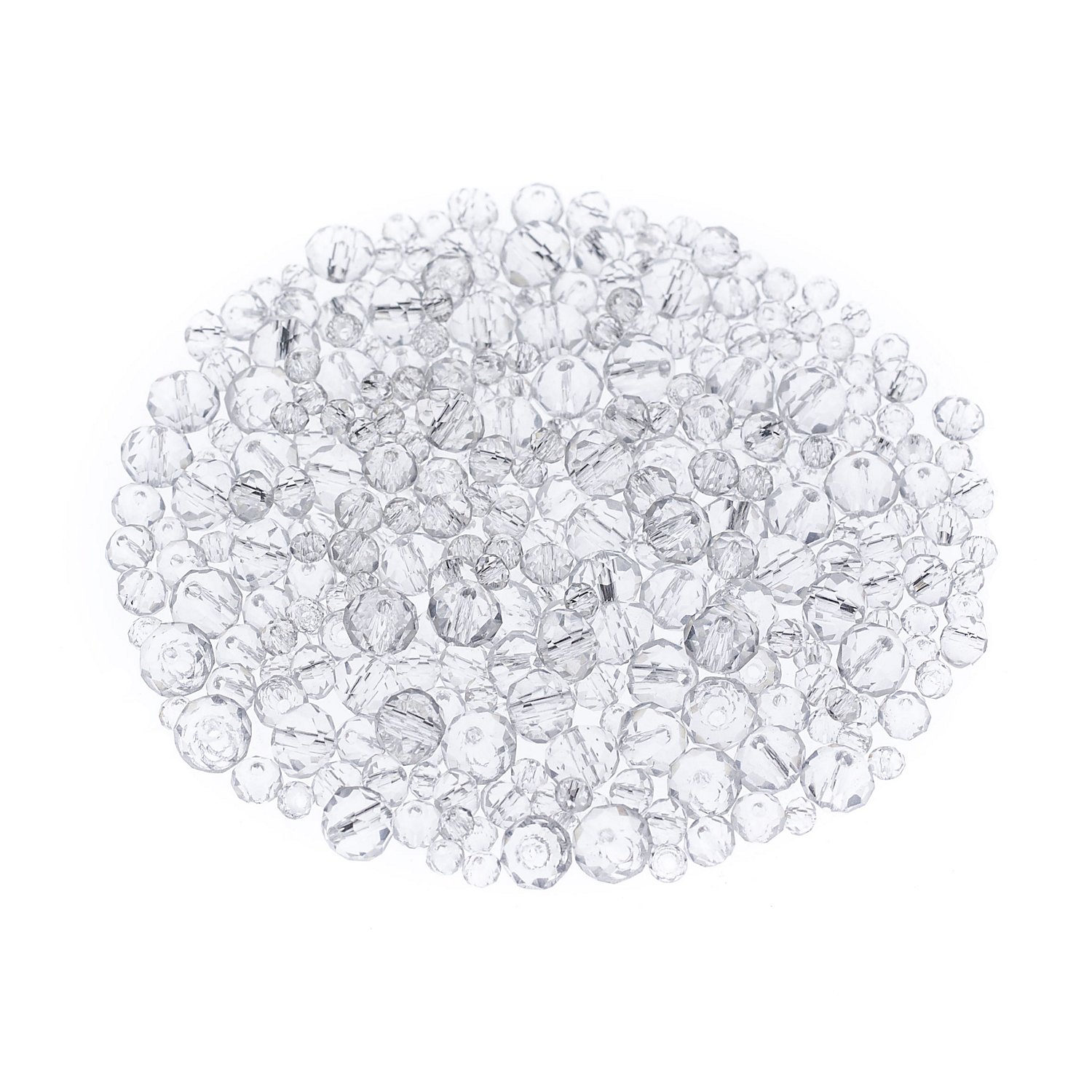 Facettierte Glasperlen, transparent, 2–6 mm Ø, 300 Stück