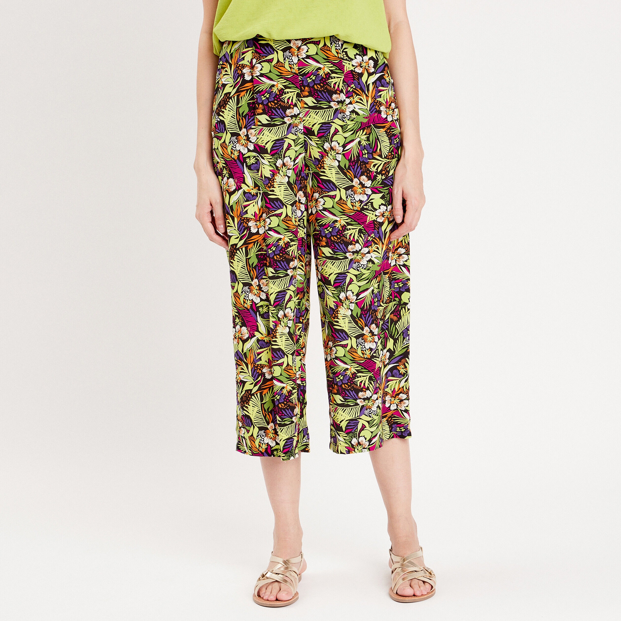 Pantalon large fluide 7/8ème noir femme | Cache Cache