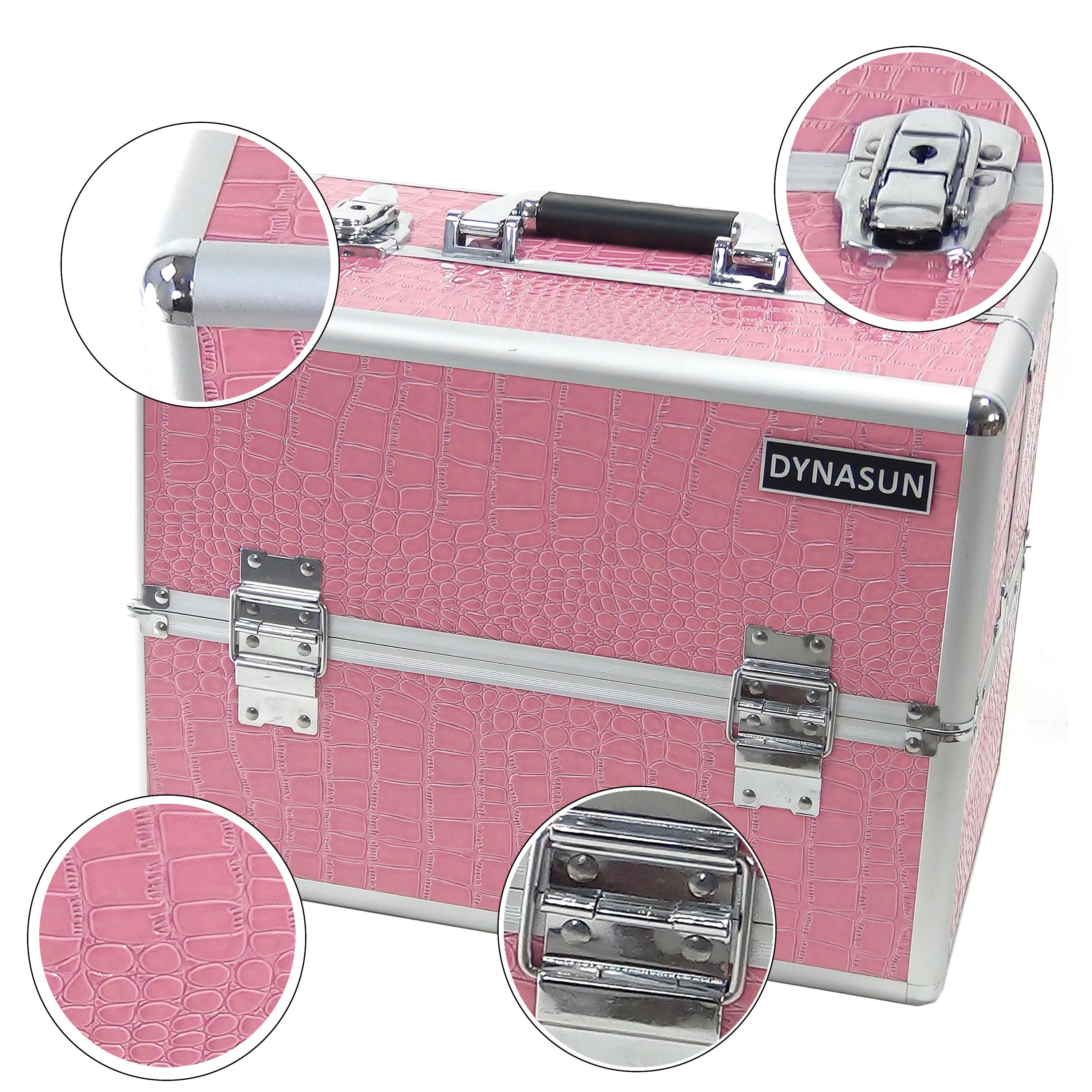 Dynasun Beautycase BS35 PINK CROC, Beautycase Krokodilmuster Kosmetikkoffer Schmuckfach