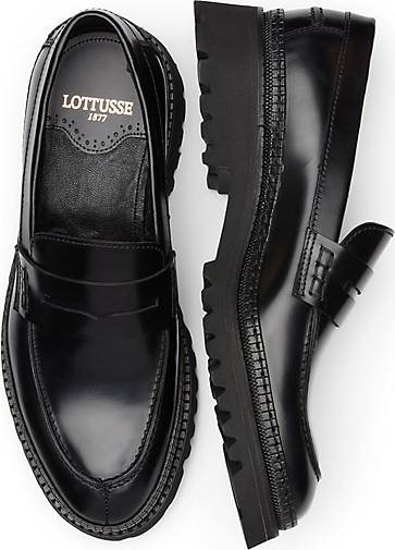 Lottusse Bootsschuh Aus Glänzendem Kalbsleder In Schwarz