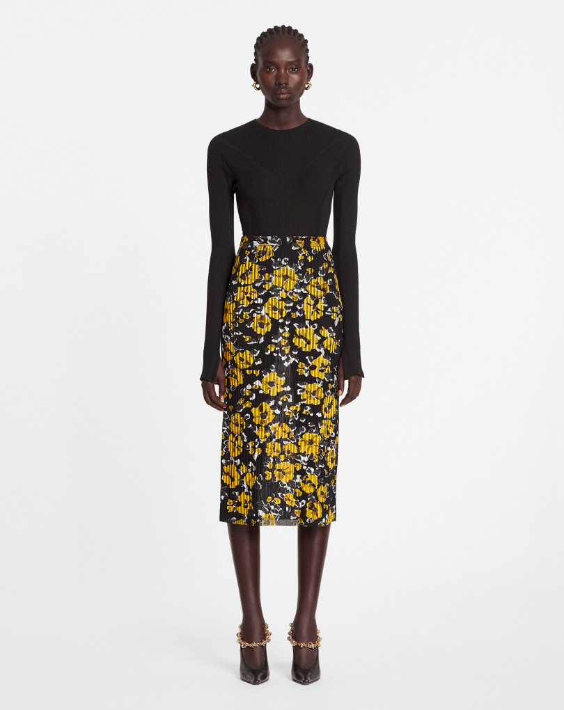 JUPE MIDI EN SOIE ET COTON IMPRIMÉE