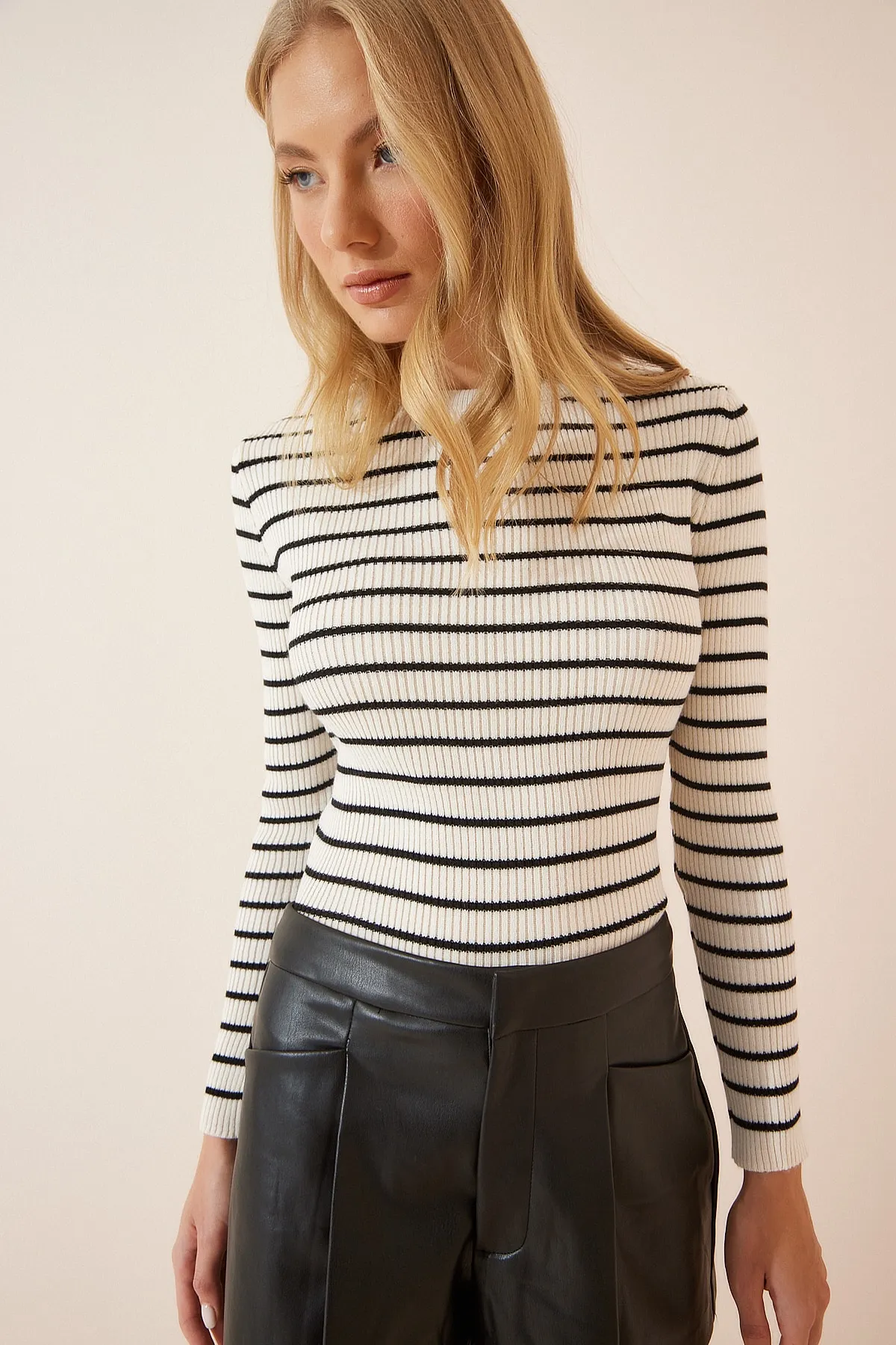Happiness İstanbul  Pullover - Ecru - Regular Fit