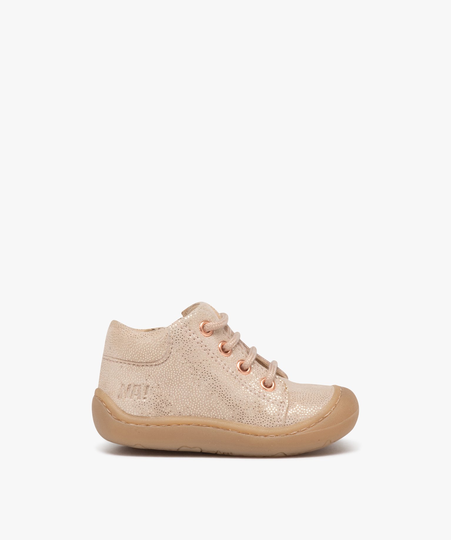 Chaussures premiers pas bébé fille en cuir à paillettes a... beige | GEMO