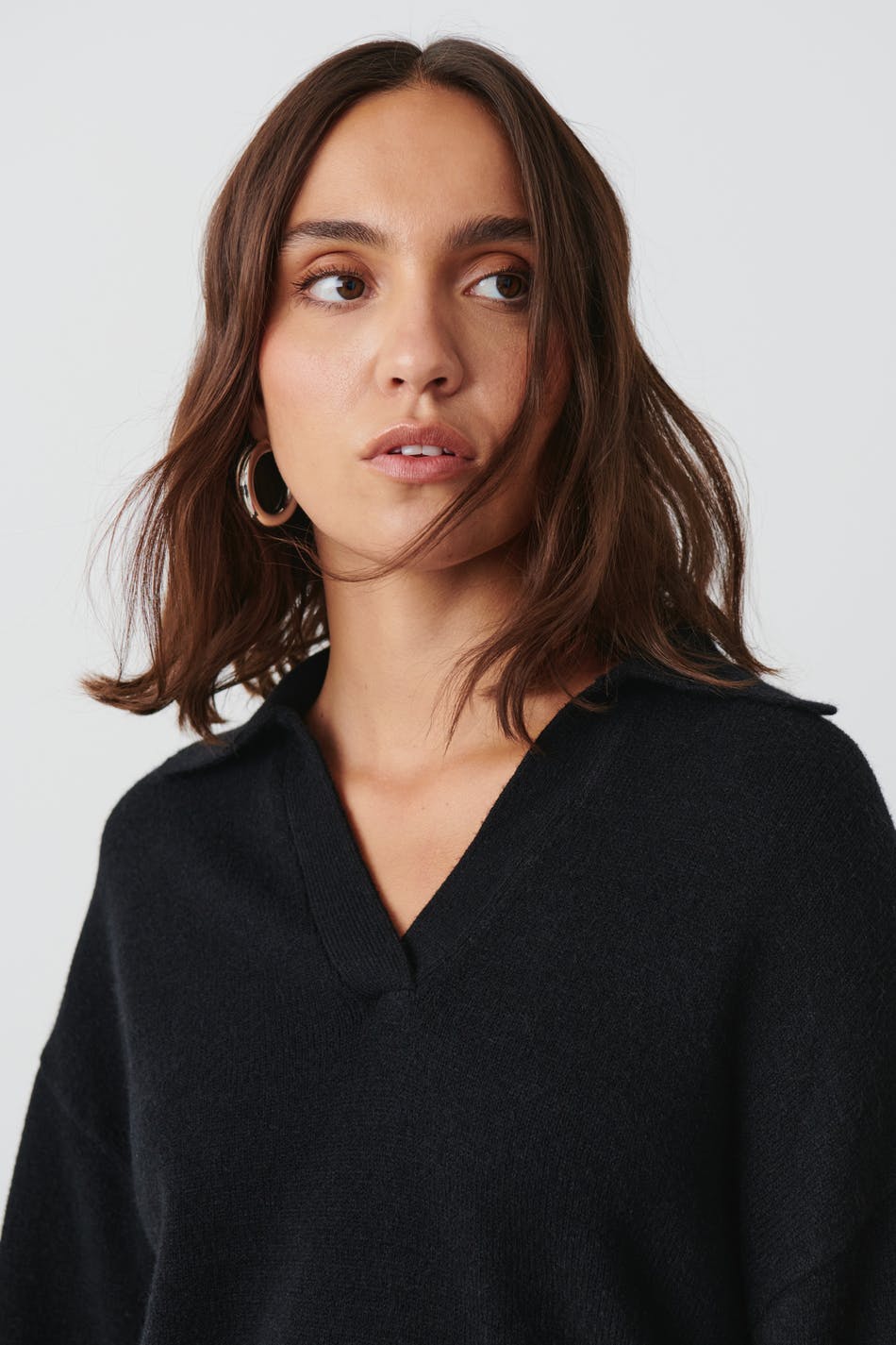Knitted polo sweater