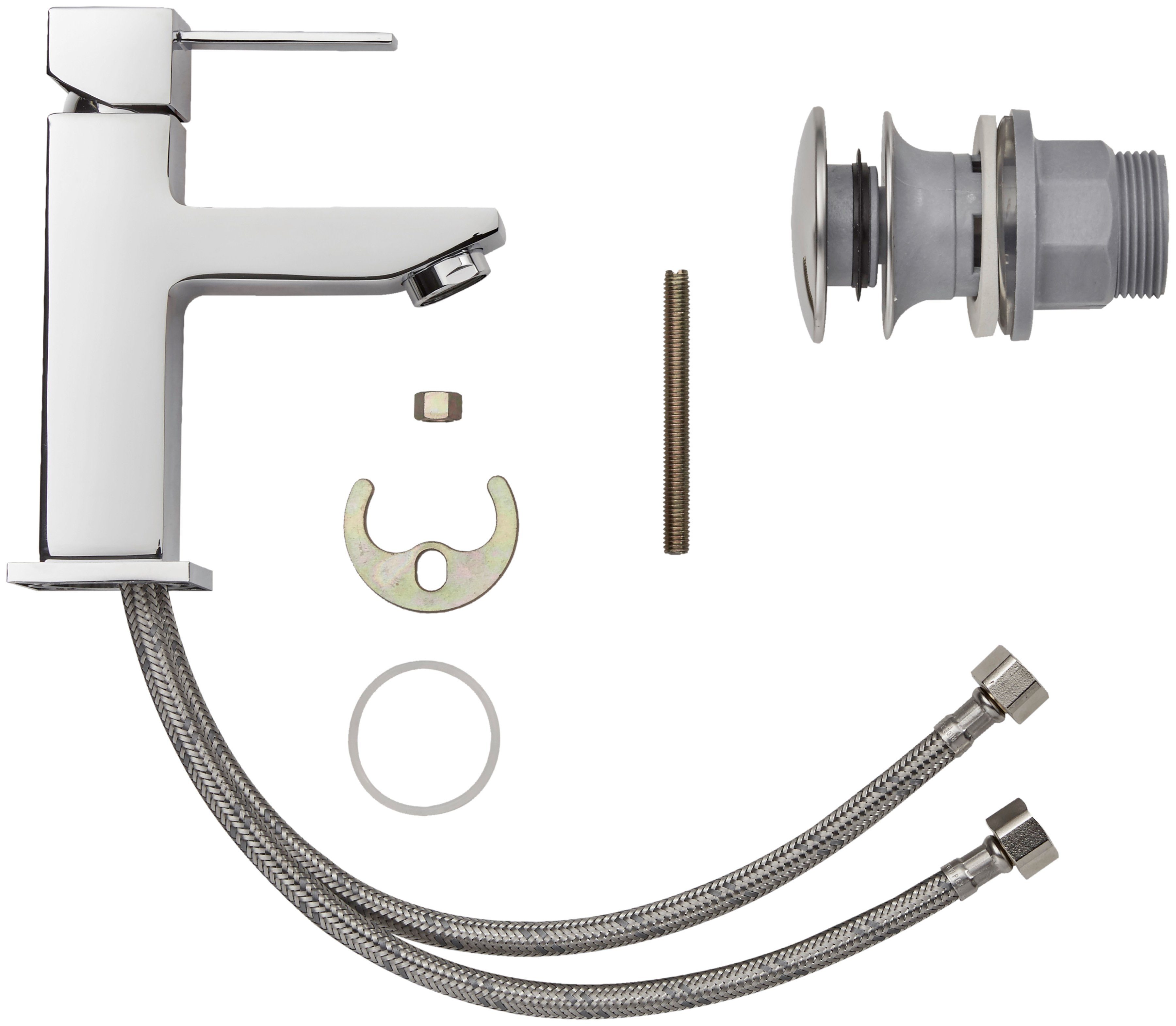 welltime Waschtischarmatur Trento eckiger Einhebelmischer, inklusive Pop Up Ventil, Mischbatterie