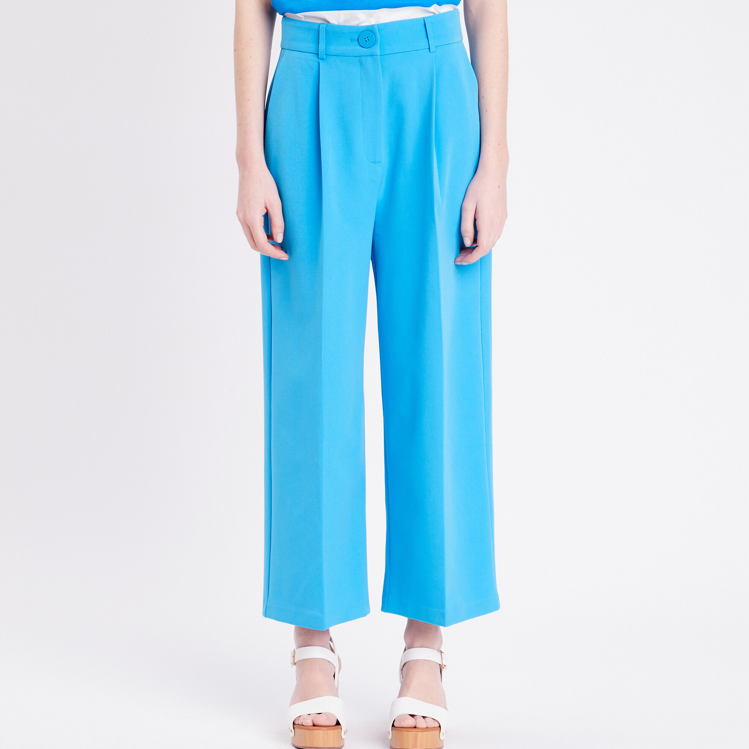 Pantalon city large bleu femme | Cache Cache