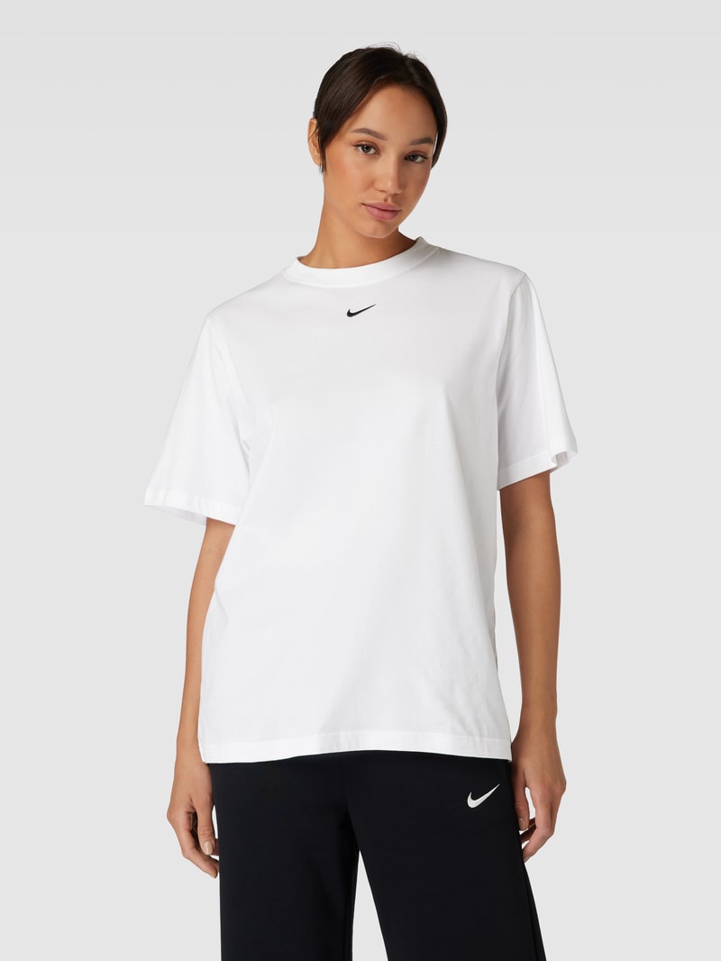 Oversized T-Shirt mit Label-Print in weiß