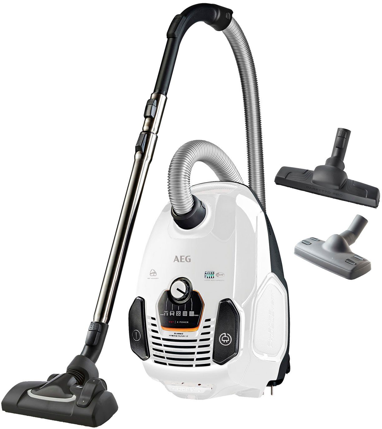 AEG Bodenstaubsauger VX7-2-IW-S Neue technische Version, 650 W, mit Beutel, 360° Motion Technology™