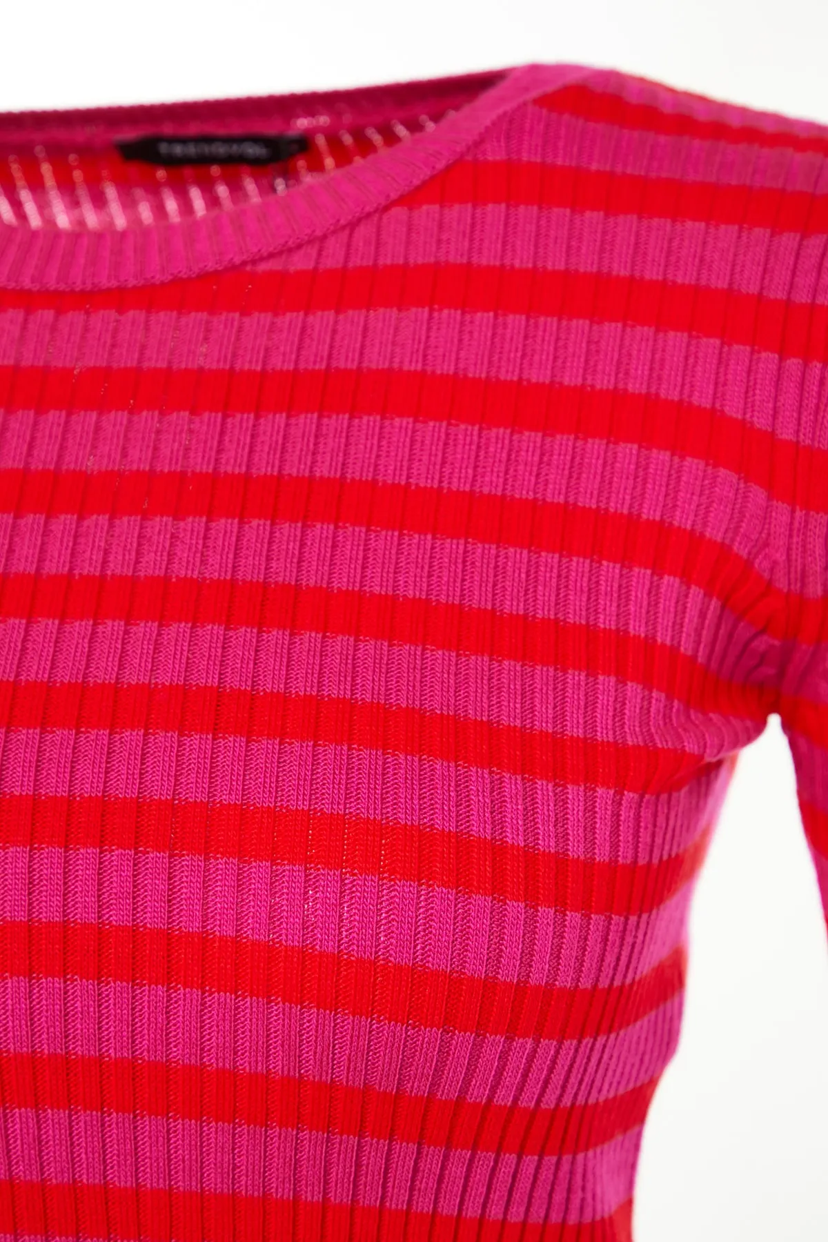 Trendyol Collection  Fuchsia Basic Gestreifter Strickpullover TWOSS20KZ0075
