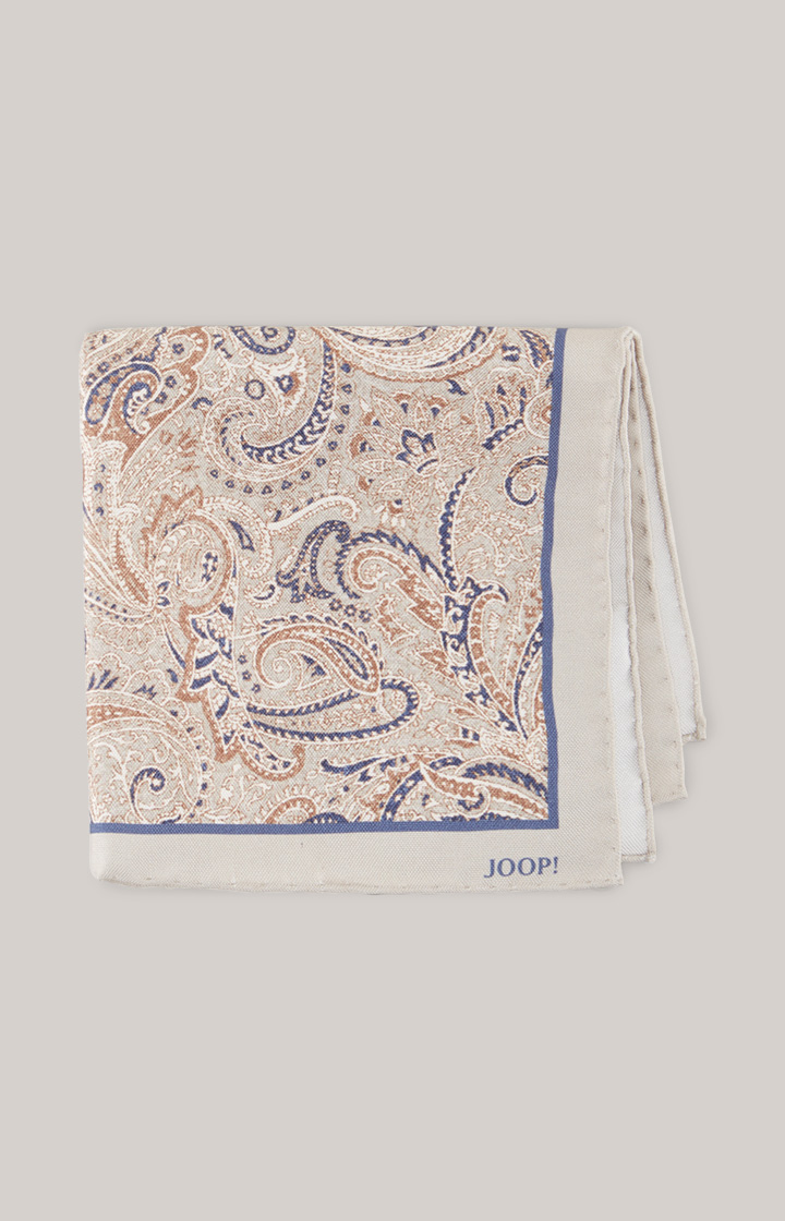 Seiden-Einstecktuch in Beige/Navy