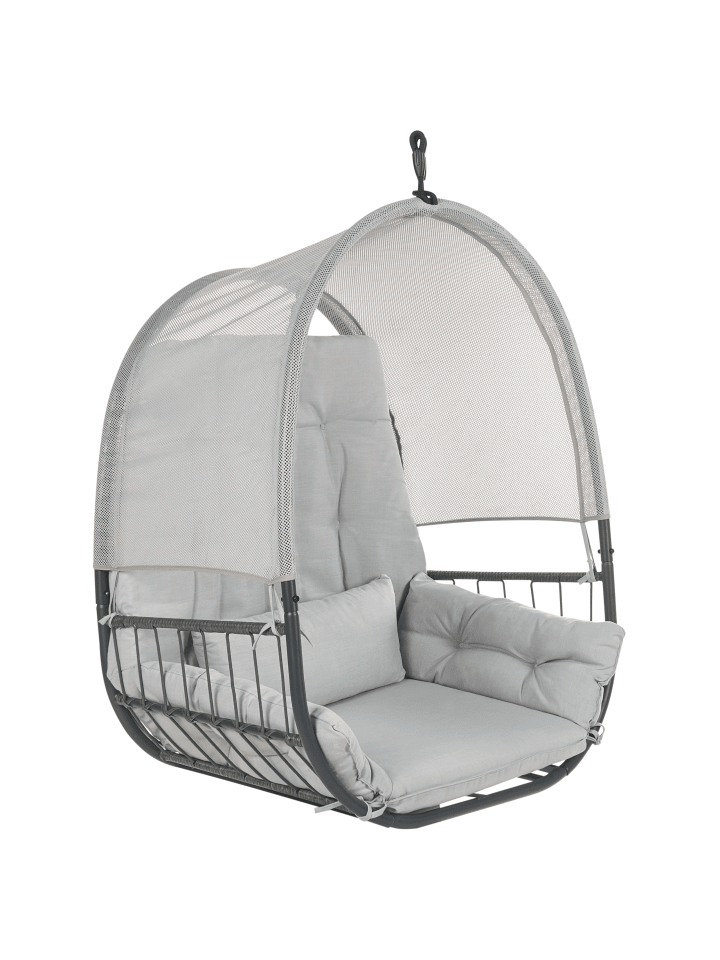 Beliani Hängesessel ALVIANO in Grau - (W) 98 x (H) 196 x (L) 136 cm günstig kaufen onesize