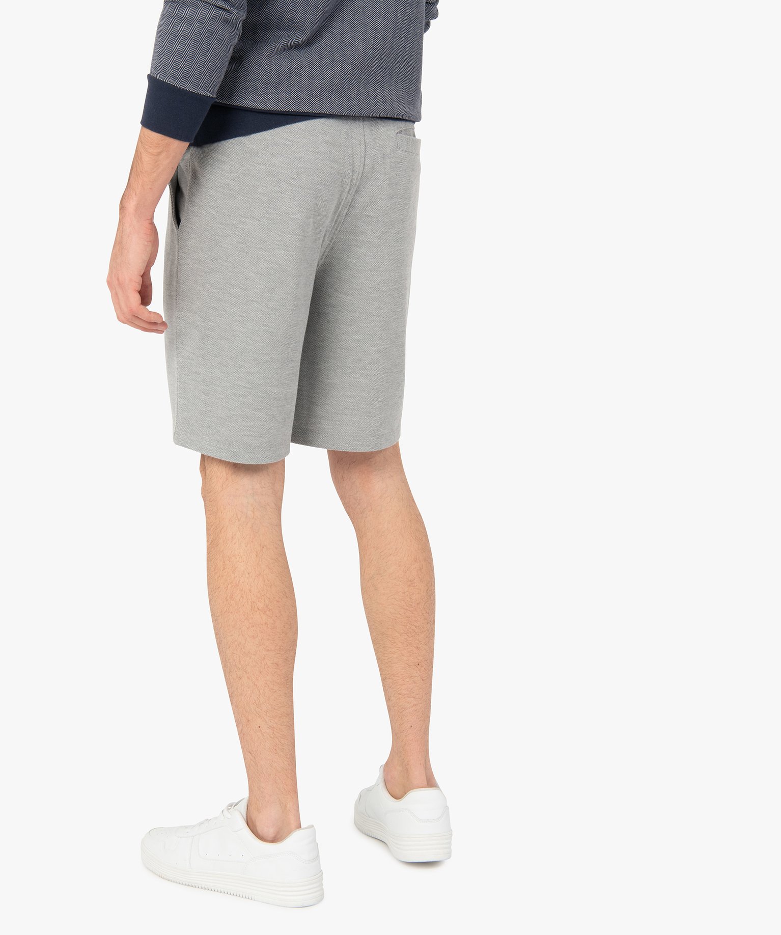 Bermuda homme en maille piquée à taille élastiquée gris clair | GEMO