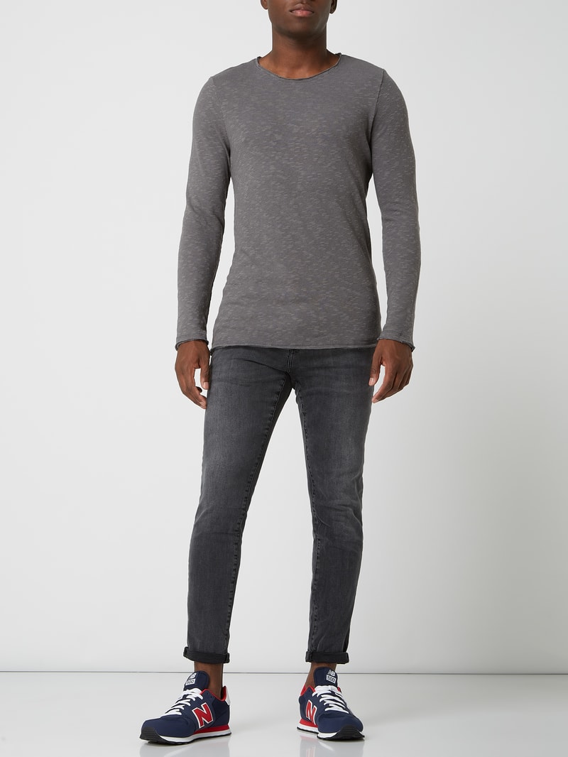 Skinny Fit Jeans mit Label-Patch in schwarz