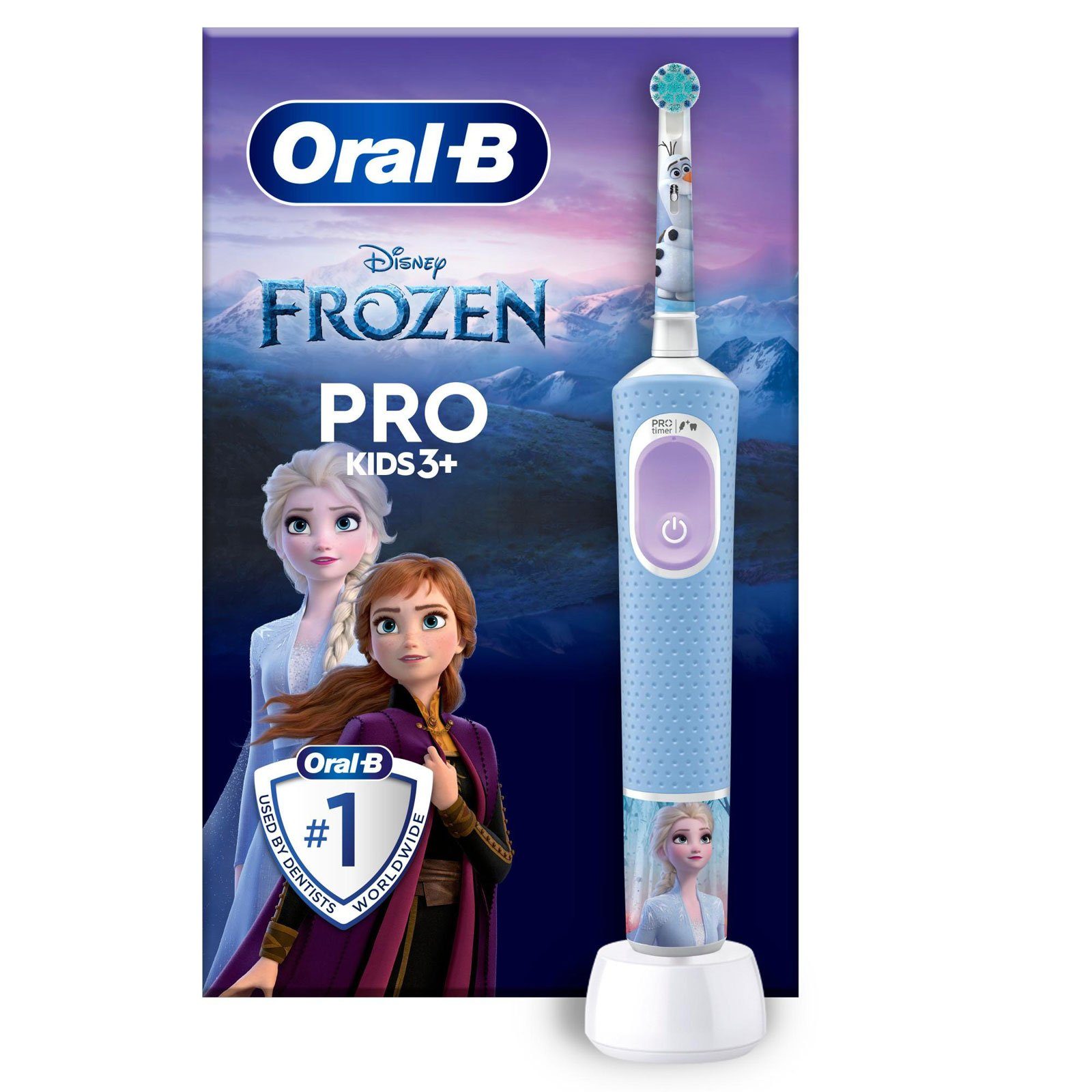 Braun Elektrische Zahnbürste Pro Kids  Frozen, 2 Putzprogramme, Wiederaufladbare Zahnbürste