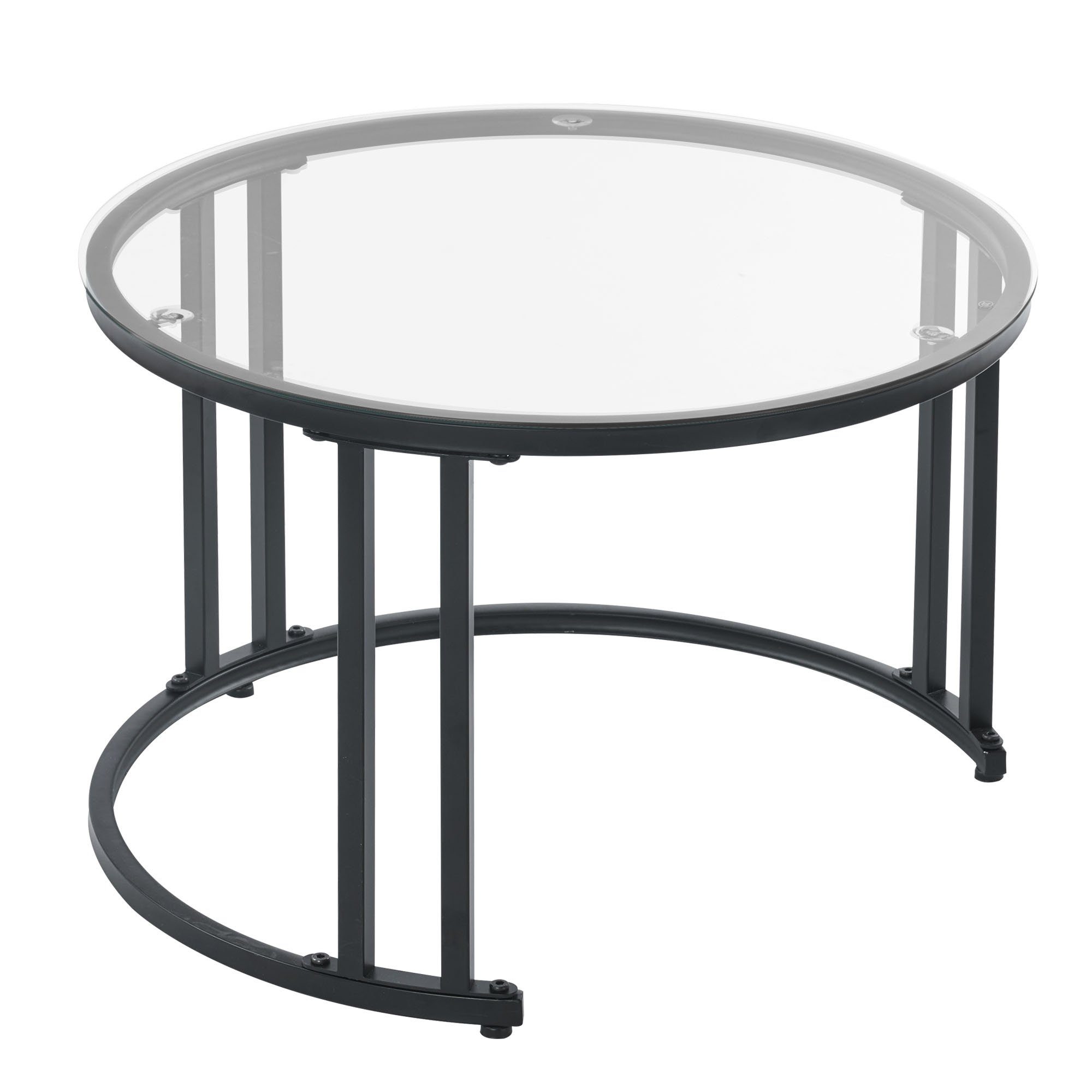 BlingBin Couchtisch Satztisch Beistelltisch (1-St., Elegantes zweiteiliges weißes Couchtisch-Set - Glas), Marmor-Schieferplatte und Massivholzschubladen