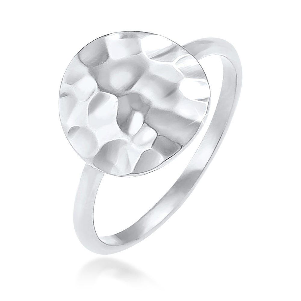 Elli Elli Bague Plaquette pour dames tendance martelée en argent sterling 925 Bague