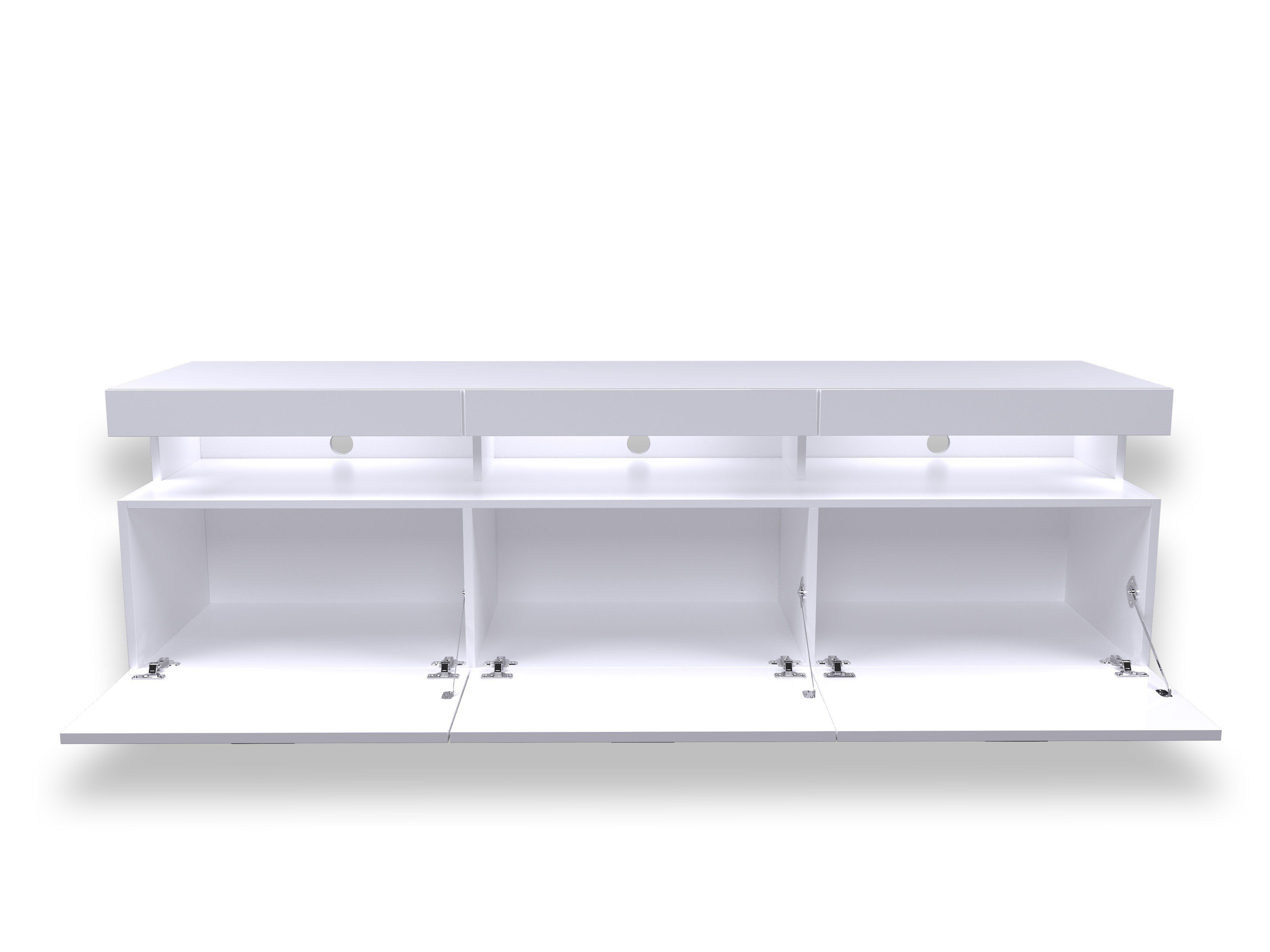 Domando Wohnwand Wohnwand Mondello M2, (3-St), Breite 350cm, LED Beleuchtung in Weiß, Hochglanz