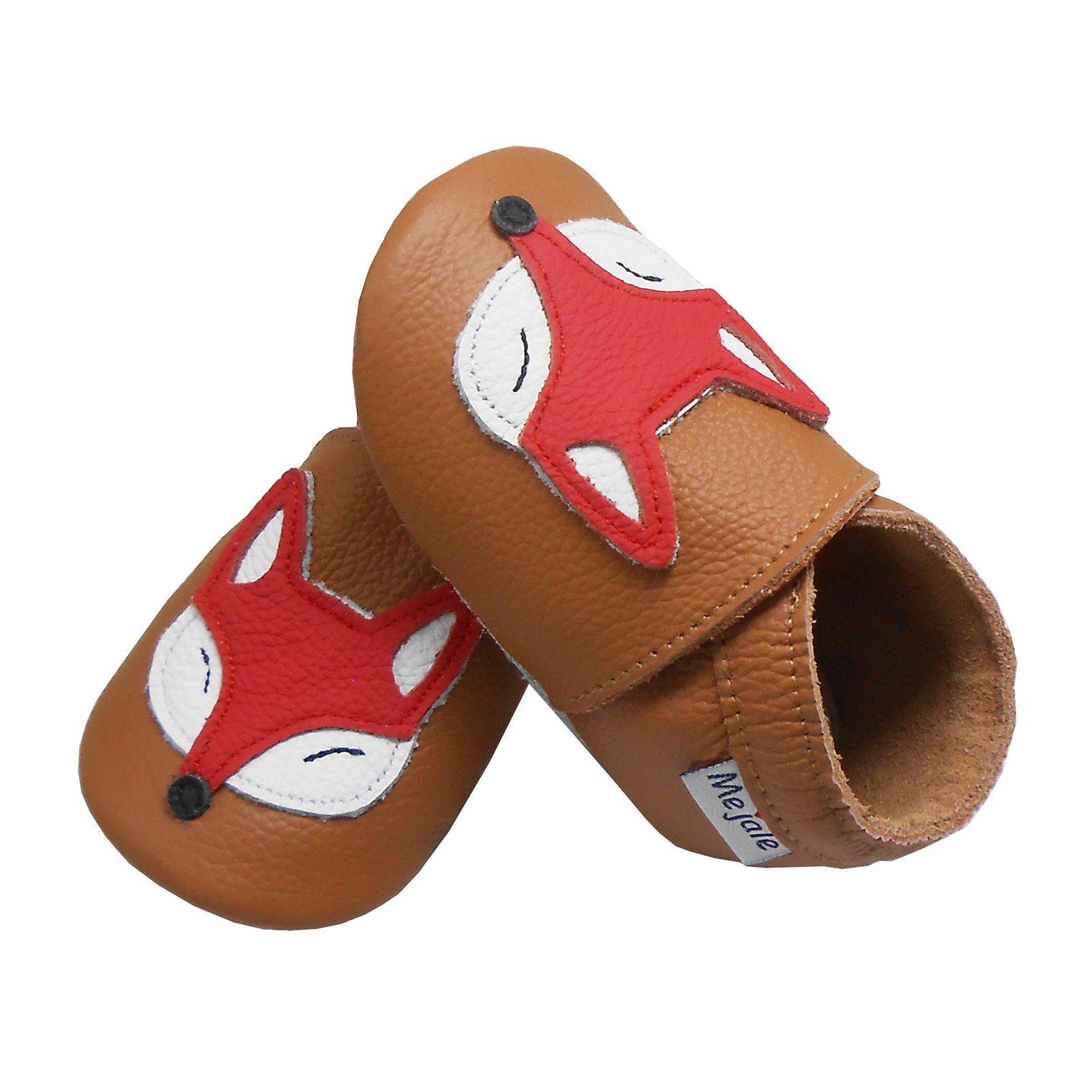 Yalion Weiche Leder Lauflernschuhe Hausschuhe Lederpuschen brauner Fuchs Hausschuh 100% Leder